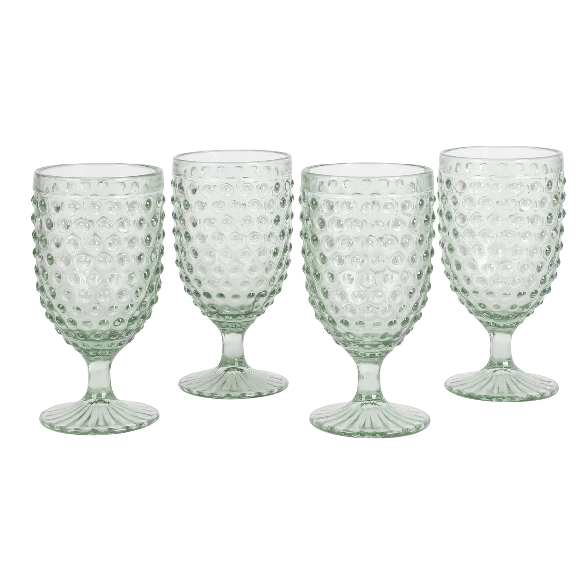 Martha Stewart Chauncey 4-Pack 14.2 oz Hobnail Handmade Glass Goblet