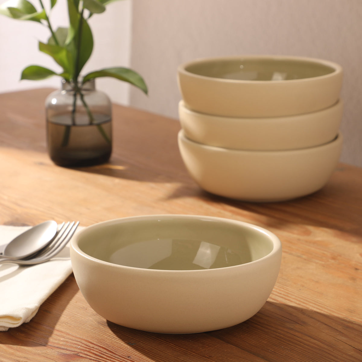 Gibson Elite - Made in Portugal - Port Gaia 4 Piece Cereal Bowl Set, 6.2” Stoneware Bowls, Reactive Glaze Finish, Soup, Dessert & Snack Bowls, Microwave & Dishwasher Safe