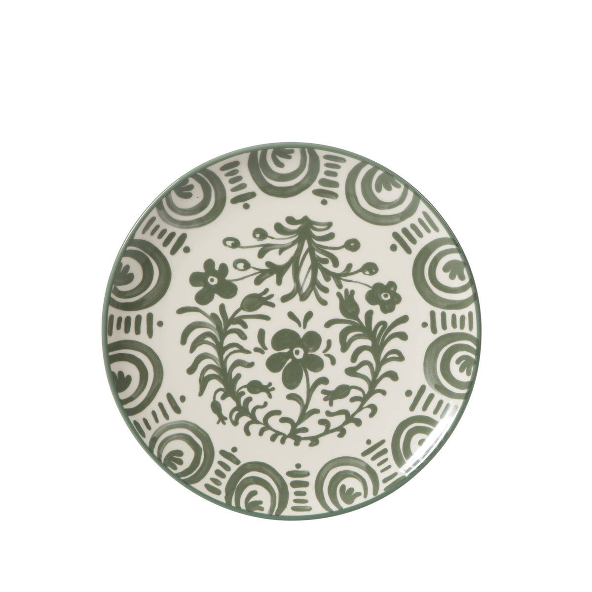Bloomhouse - 2-Time Oprah’s Favorite Things - Valencia Flor 4 Piece Dessert & Salad Plate Set, 8.75” Stoneware Plates, Mediterranean Floral Decal Design, Microwave & Dishwasher Safe