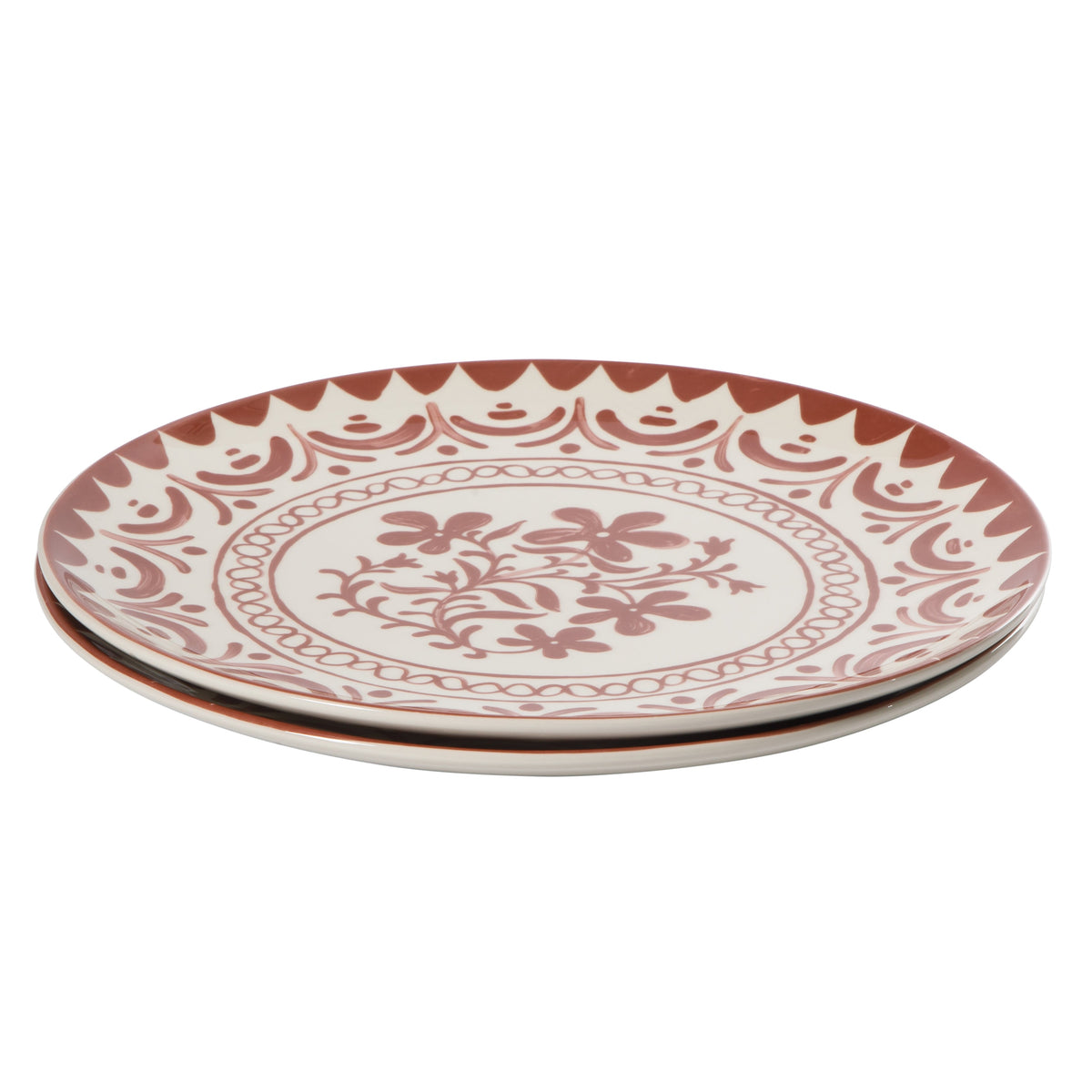 Bloomhouse - 2-Time Oprah’s Favorite Things - Valencia Flor 2 Piece 13” Serving Platter Set, Stoneware Platters, Mediterranean Floral Decal Design, Microwave & Dishwasher Safe, Iris Blue