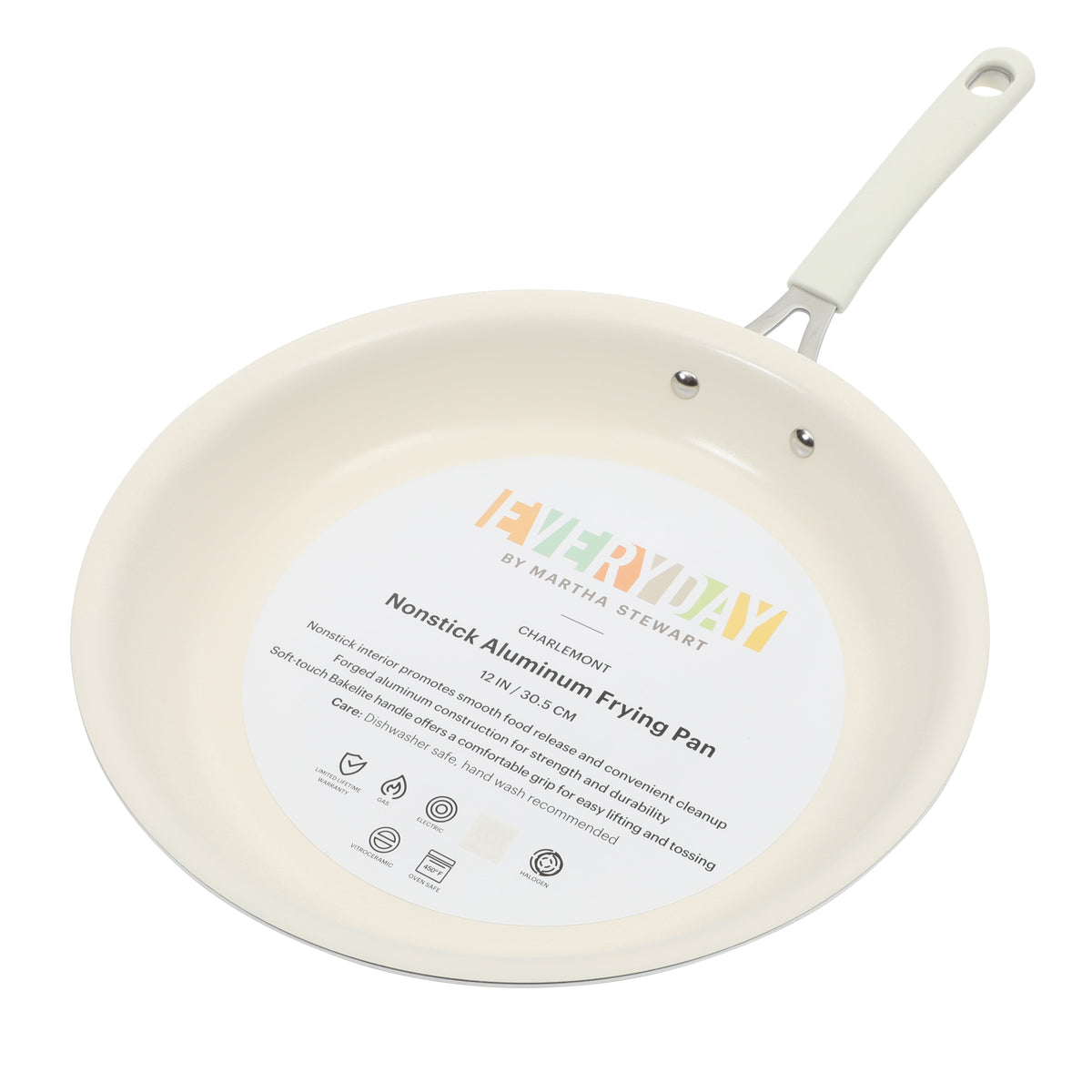 Martha Stewart Everyday Charlemont 12-Inch Linen Aluminum Fry Pan