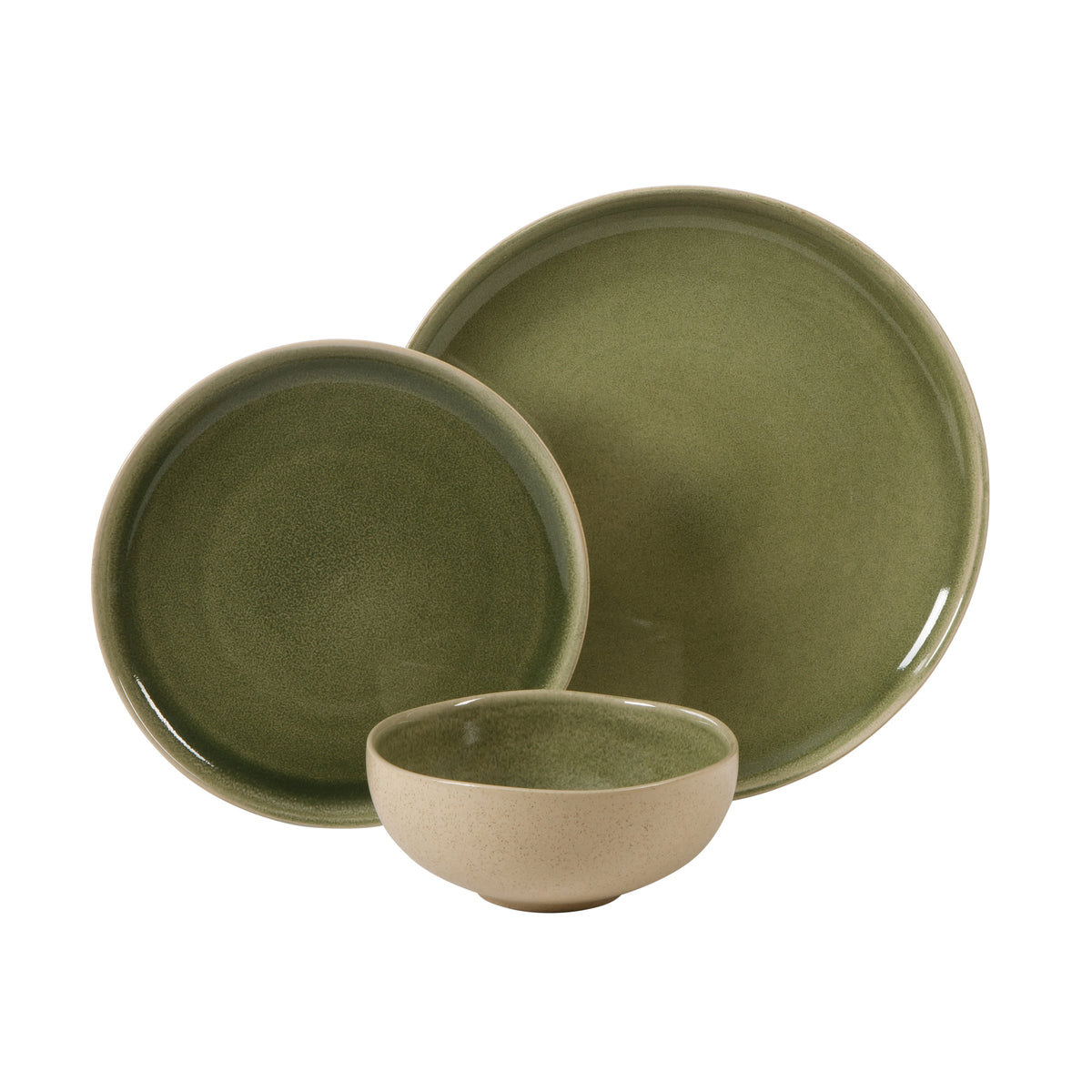 Gibson Elite Manila Bay 12-Piece Stoneware Dinnerware Set, Service for 4, Reactive Glaze Modern Artisan Plates, Bowls & Mugs, Round Design