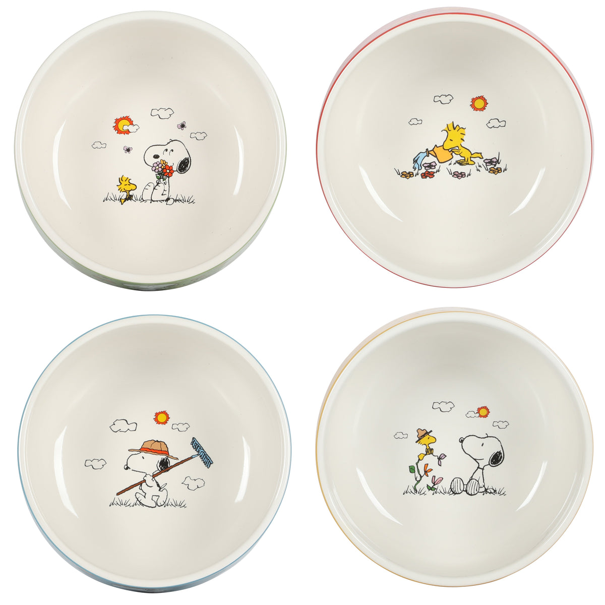 Peanuts Snoopy 4-Pack Stackable 5.5" Decorated Stoneware Bowl Set