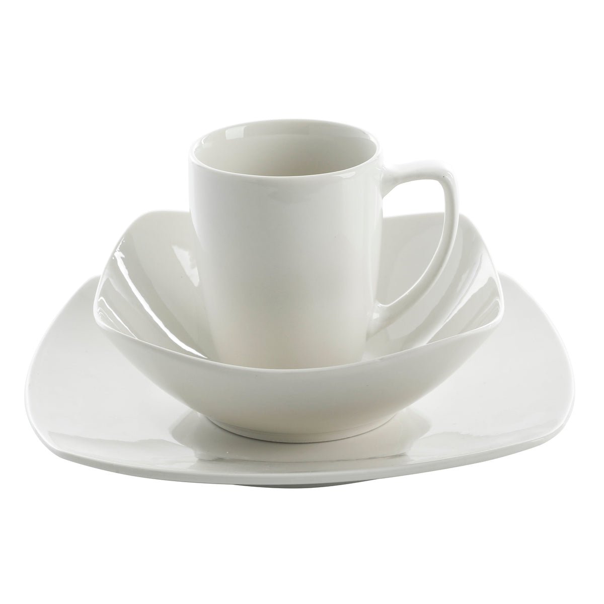 Gibson Home Zen Buffet (Service for 8) 24 Piece Plates and Bowls Porcelain Solid Color Dishes Ceramic Dinnerware Set - White