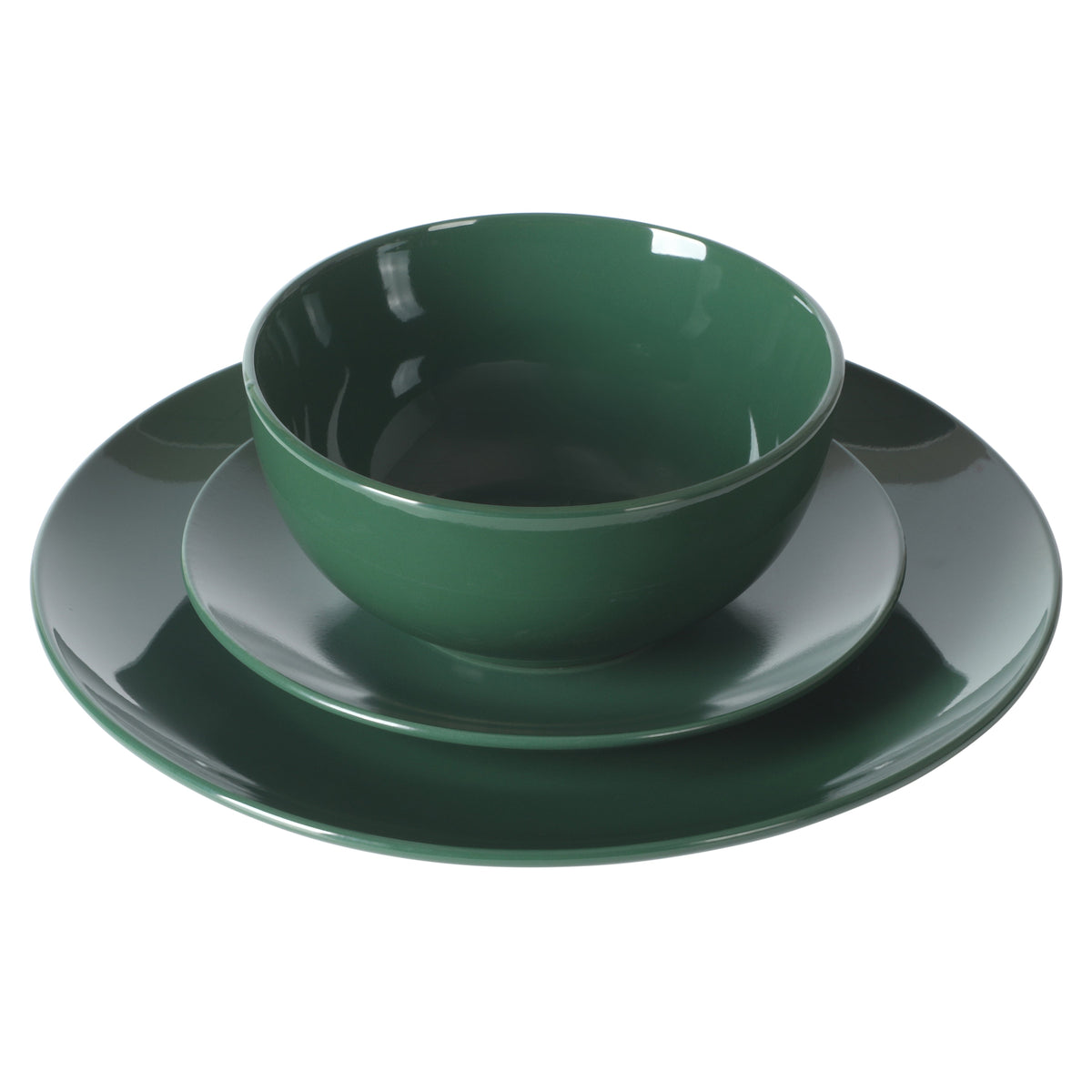 Gibson Home Simple Essential (Service for 4) Plates and Bowls Porcelain Solid Color Dishes Ceramic Dinnerware Set - Hunter Green