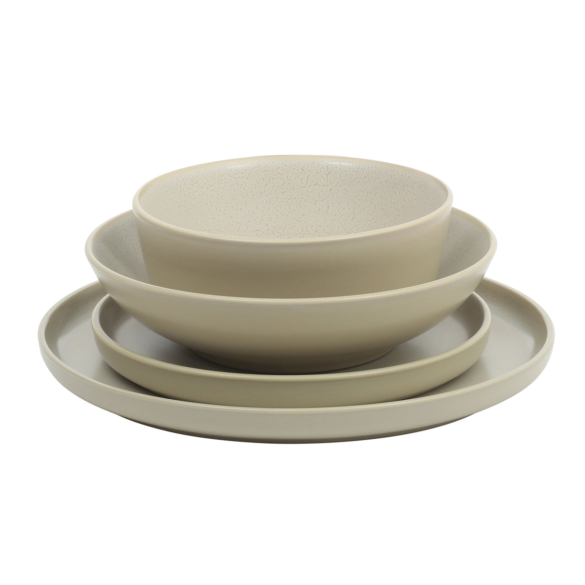Gibson Elite Tribeca Loft 16-Piece Dinnerware Set – Matte Reactive Glaze Stoneware, Double Bowl Round Plates and Bowls – Modern Rustic Tableware for 4, Dishwasher & Microwave Safe