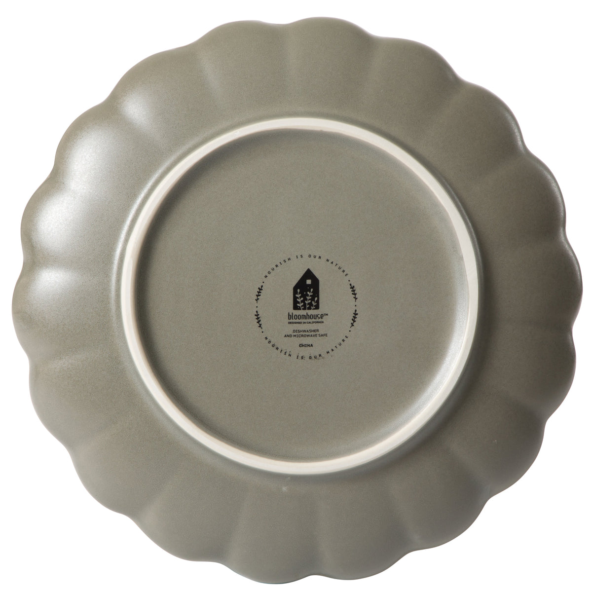 Bloomhouse Plates and Bowls Set, 16 Piece Stoneware Dinnerware for 4, Scallop Embossed, Oprah's Favorite Things, Dishwasher & Microwave Safe, Black