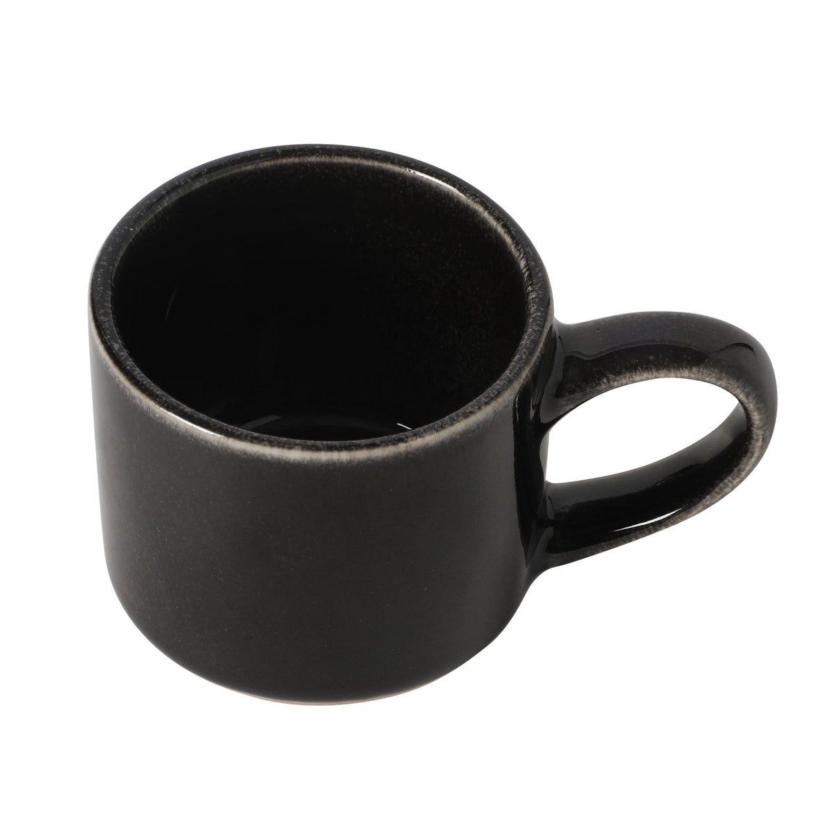 Mr. Coffee Whims Espresso Cups Set of 6, 3.7 oz Stoneware Demitasse Espresso Shot Cups with Handles, Stackable Reactive Glaze Ceramic Coffee Cups