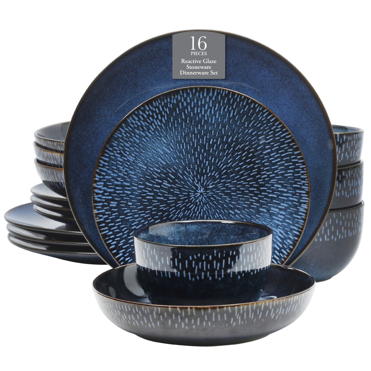Gibson Elite Matisse 16-Piece Reactive Stoneware Double Bowl Dinnerware Set