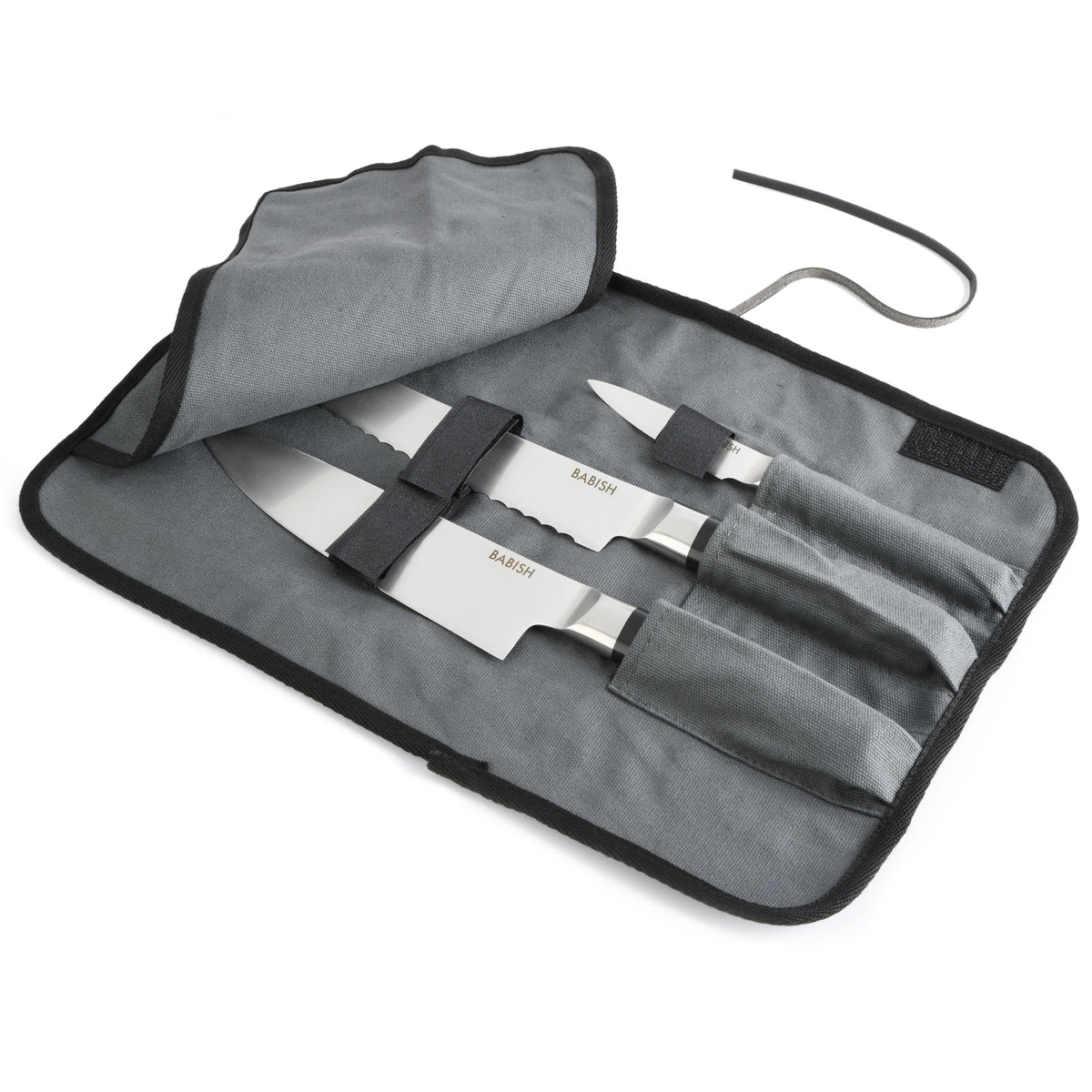 Babish High-Carbon 1.4116 German Steel 3-Piece Cutlery Set (Chef Knife, Bread Knife, & Pairing Knife) w/Knife Roll