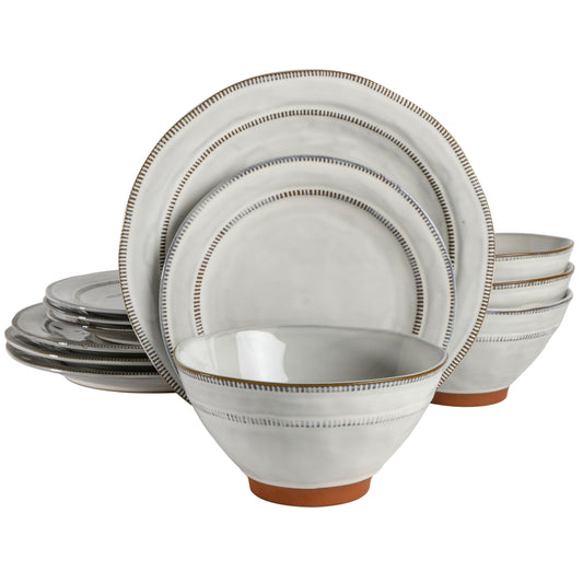 Gibson Elite Terranea 12-Piece Reactive Terracotta Dinnerware Set