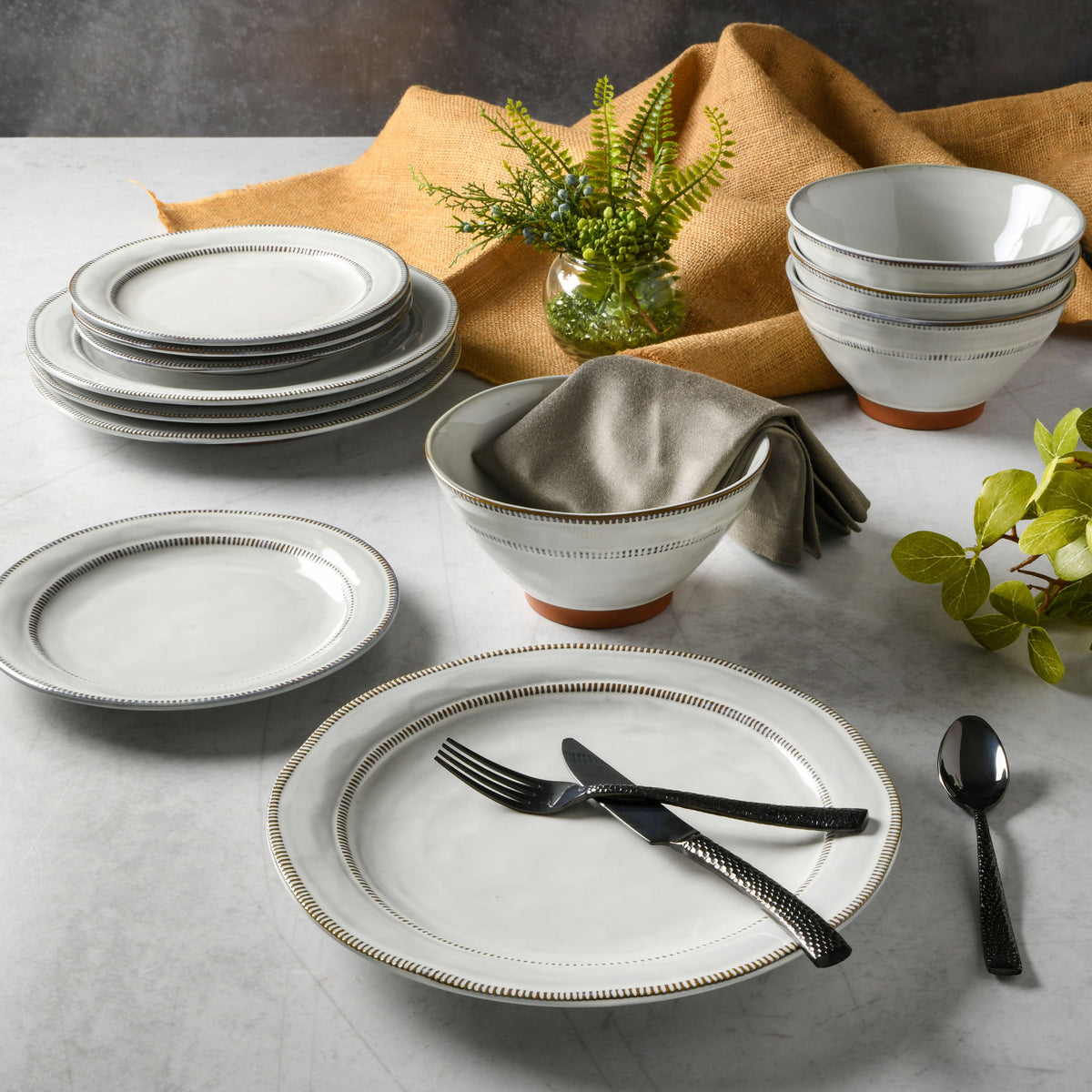 Gibson Elite Terranea 12-Piece Reactive Terracotta Dinnerware Set