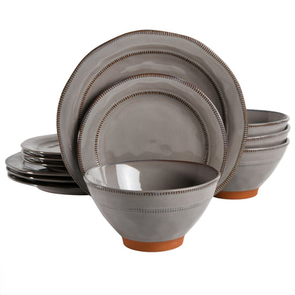 Gibson Elite Terranea 12-Piece Reactive Terracotta Dinnerware Set