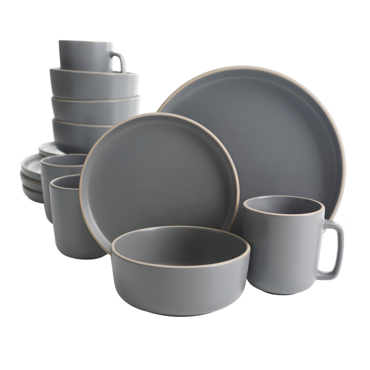 Gibson Home Zuma 16-Piece Round Matte Stoneware Dinnerware Set