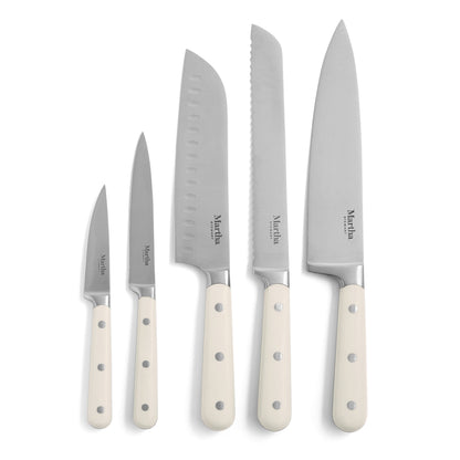 Martha Stewart Eastwalk 14-Piece Stainless Steel Cutlery Set w/ ABS Triple Riveted Forged Handle Acacia Wood Block