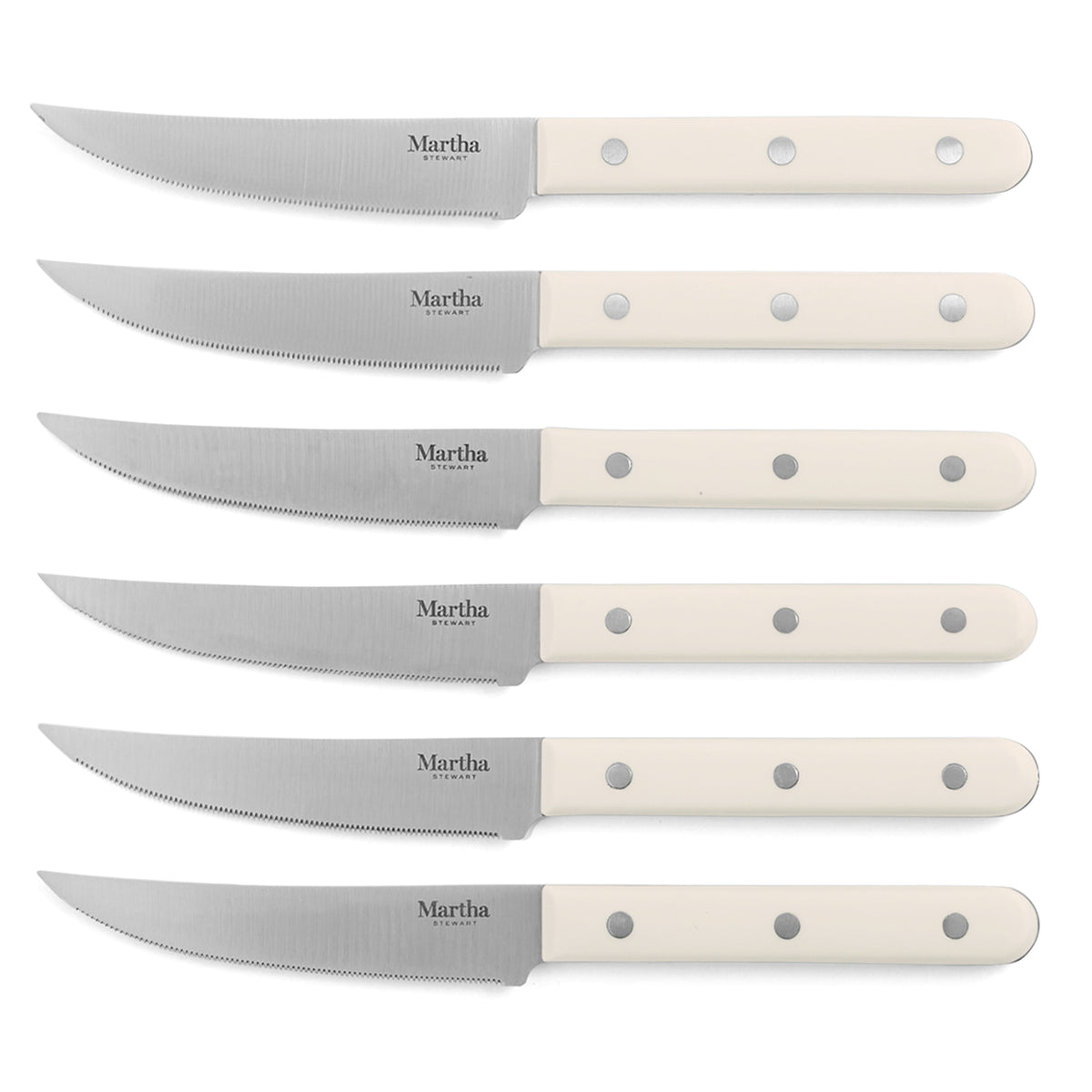 Martha Stewart Eastwalk 14-Piece Stainless Steel Cutlery Set w/ ABS Triple Riveted Forged Handle Acacia Wood Block