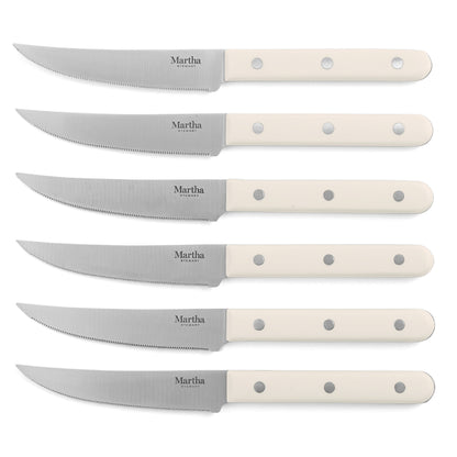 Martha Stewart Eastwalk 14-Piece Stainless Steel Cutlery Set w/ ABS Triple Riveted Forged Handle Acacia Wood Block