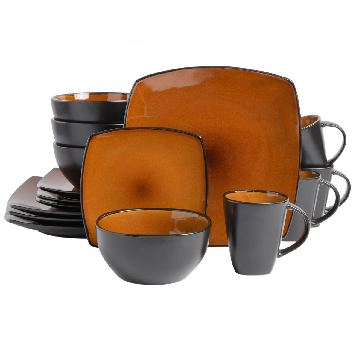 Gibson Elite Soho Lounge Square 16-Piece Stoneware Dinnerware Set
