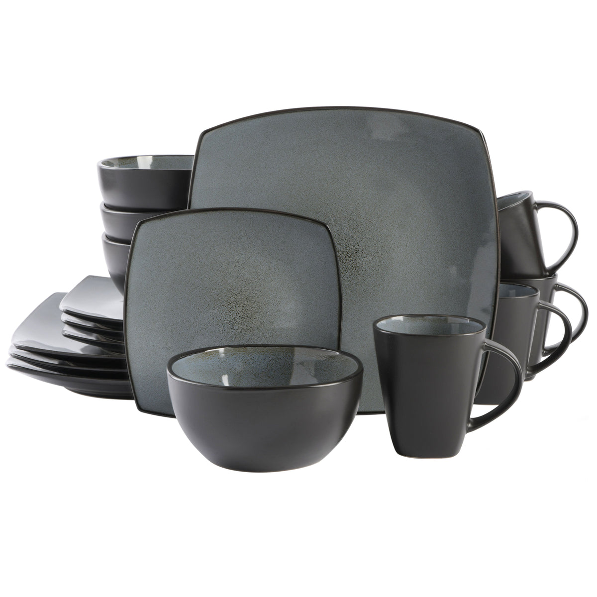Gibson Elite Soho Lounge Square 16-Piece Stoneware Dinnerware Set