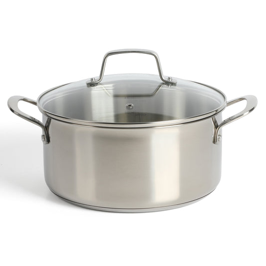 Martha Stewart Castelle 5-Quart Stainless Steel Dutch Oven with Lid, 18/8 Stainless Steel, Induction Safe
