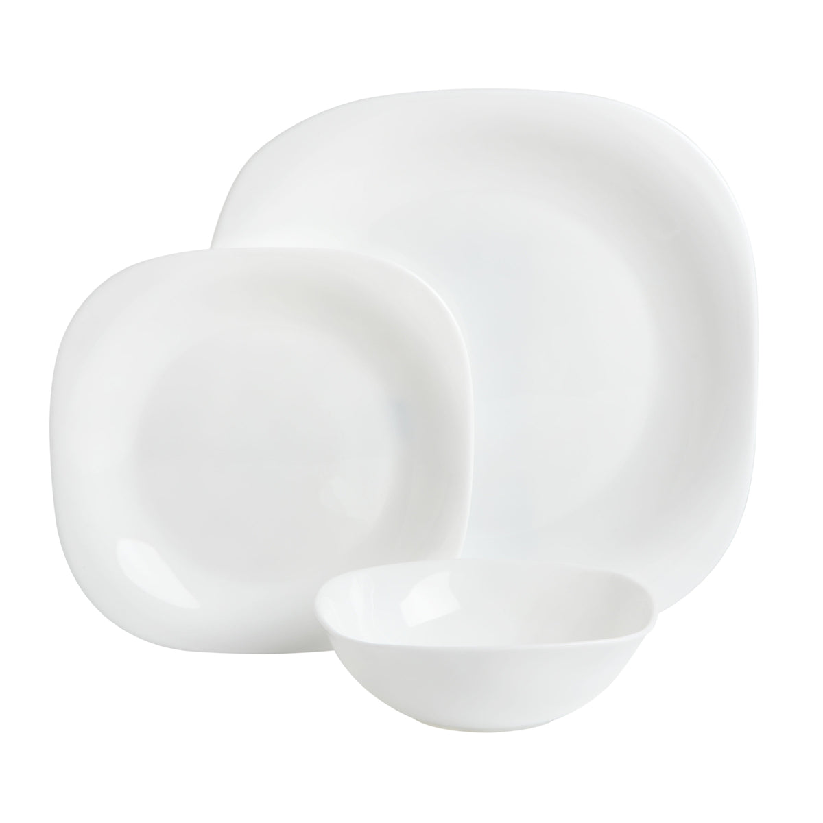 Gibson Home Ultra Soft Square 18-Piece Opal Glass Dinnerware Set