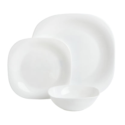 Gibson Home Ultra Soft Square 18-Piece Opal Glass Dinnerware Set