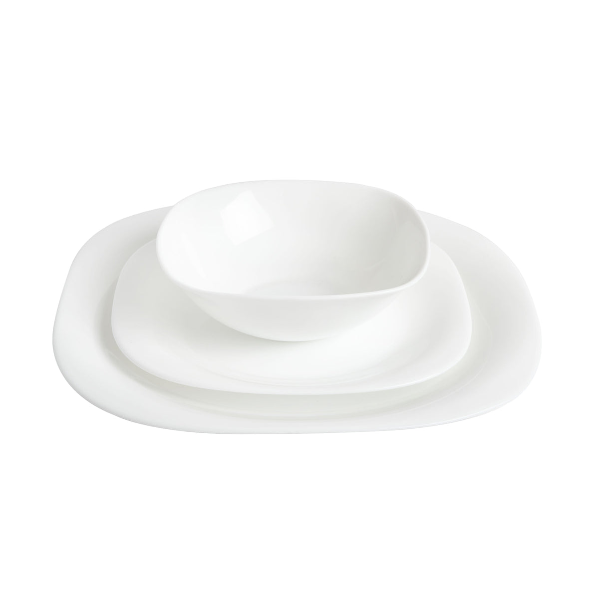 Gibson Home Ultra Soft Square 18-Piece Opal Glass Dinnerware Set