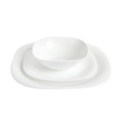 Gibson Home Ultra Soft Square 18-Piece Opal Glass Dinnerware Set