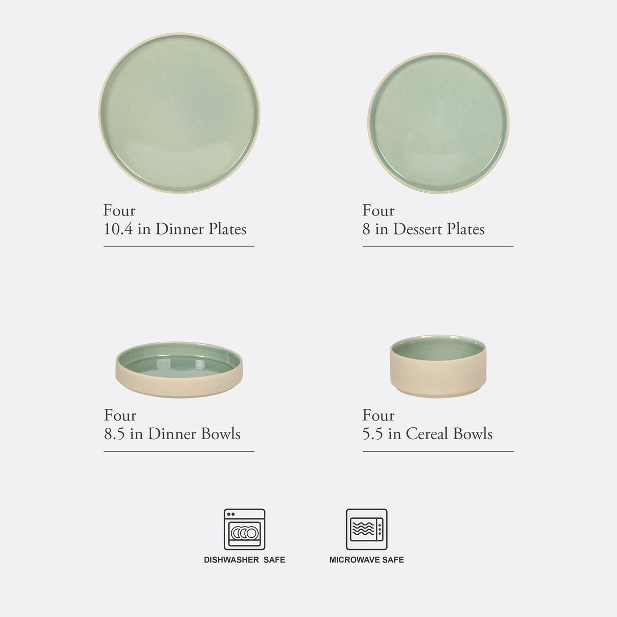 Gibson Elite Liberty Bay 16-Piece Pottery Clay Stoneware Dinnerware Set –  Reactive Glaze, Stackable Plates and Bowls W/ Pasta Bowl, Service for 4 – Microwave & Dishwasher Safe