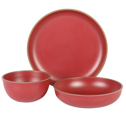 Gibson Home Rockabye 12-Piece Double Bowl Melamine Dinnerware Set