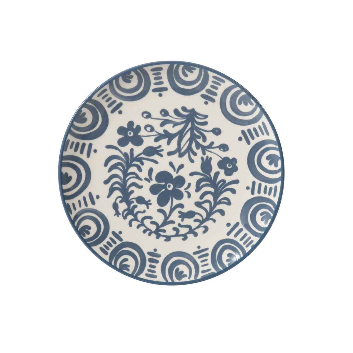 Bloomhouse - 2-Time Oprah’s Favorite Things - Valencia Flor 4 Piece Dessert & Salad Plate Set, 8.75” Stoneware Plates, Mediterranean Floral Decal Design, Microwave & Dishwasher Safe
