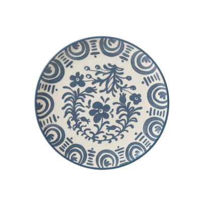 Bloomhouse - 2-Time Oprah’s Favorite Things - Valencia Flor 4 Piece Dessert & Salad Plate Set, 8.75” Stoneware Plates, Mediterranean Floral Decal Design, Microwave & Dishwasher Safe