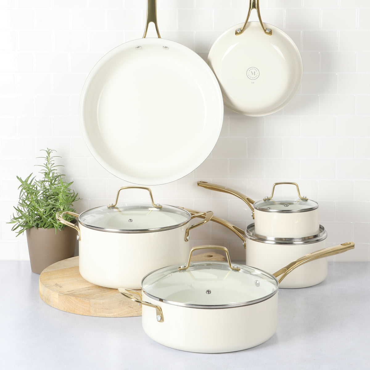Martha Stewart Lockton 10-Piece Heavy Gauge Aluminum Cookware Set w/ Ceramic Non-Stick Interior