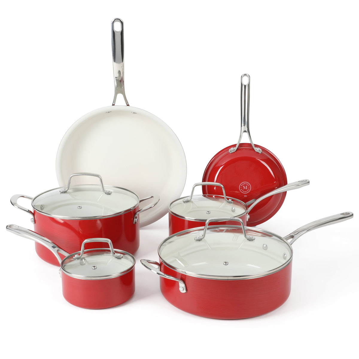 Martha Stewart Lockton 10-Piece Heavy Gauge Aluminum Cookware Set w/ Ceramic Non-Stick Interior