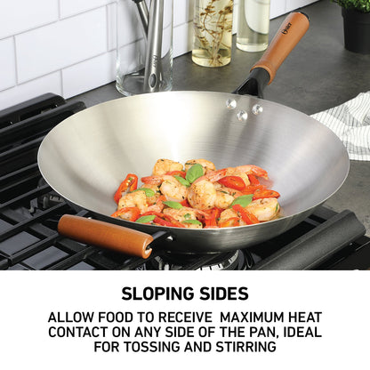 Oster Sangerfield 14-Inch Carbon Steel Wok w/ Wood Handles