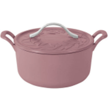Bloomhouse 7 Qt Cast Iron Dutch Oven W/ Embossed Lid, European Enamel, & Walnut Wood Trivet