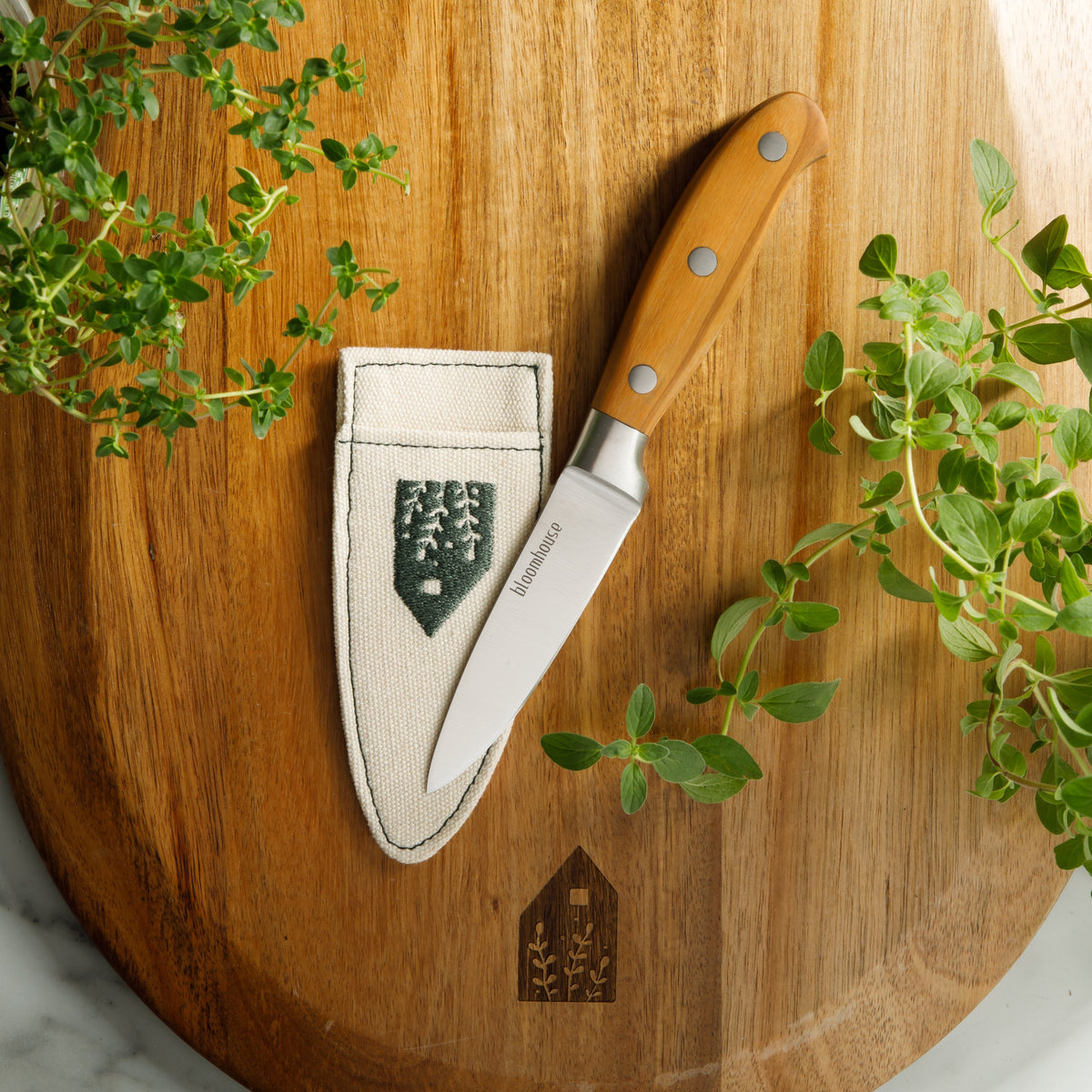 Bloomhouse 4 Inch German Steel Paring Knife w/ Olive Wood Forged Handle