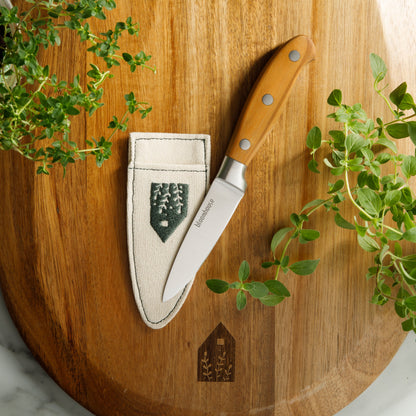 Bloomhouse 4 Inch German Steel Paring Knife w/ Olive Wood Forged Handle