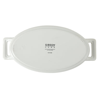 Gibson Home Gracious Dining Oval Au Gratin Baking Dishes, 4-Piece Set – 15 oz Oven Safe Ceramic Small Casserole Dishes with Handles, Microwave & Dishwasher Safe Mini Bakeware, White