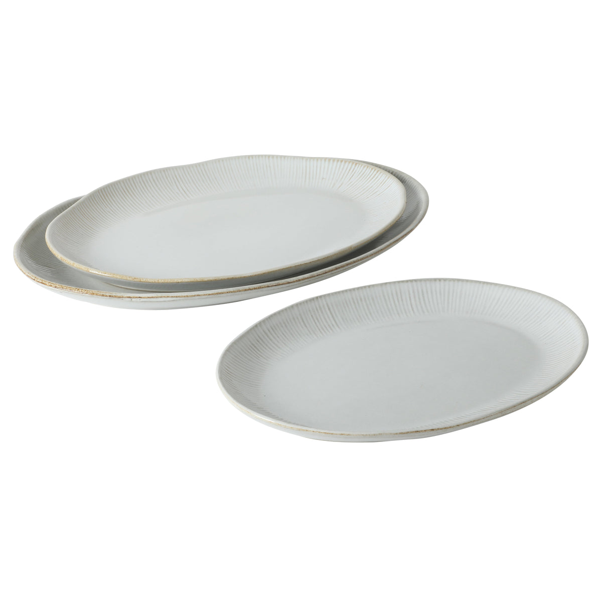 Gibson Elite Sandy Pines 3 Piece Oval Platter Set, 15.7”, 13.75” & 12” Stoneware Serving Platters, Reactive Glaze Finish, Microwave & Dishwasher Safe