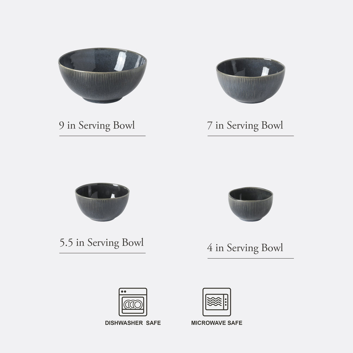Gibson Elite Sandy Pines 4 Piece Nesting Bowl Set, 4”, 5.5”, 7” & 9” Round Stoneware Bowls, Reactive Glaze Finish, Mixing, Prep & Serving Bowls, Microwave & Dishwasher Safe