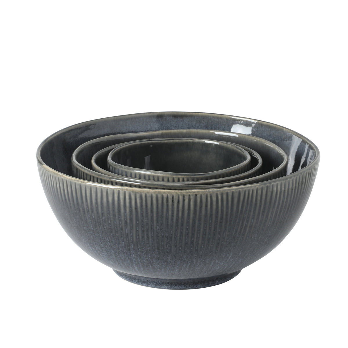 Gibson Elite Sandy Pines 4 Piece Nesting Bowl Set, 4”, 5.5”, 7” & 9” Round Stoneware Bowls, Reactive Glaze Finish, Mixing, Prep & Serving Bowls, Microwave & Dishwasher Safe