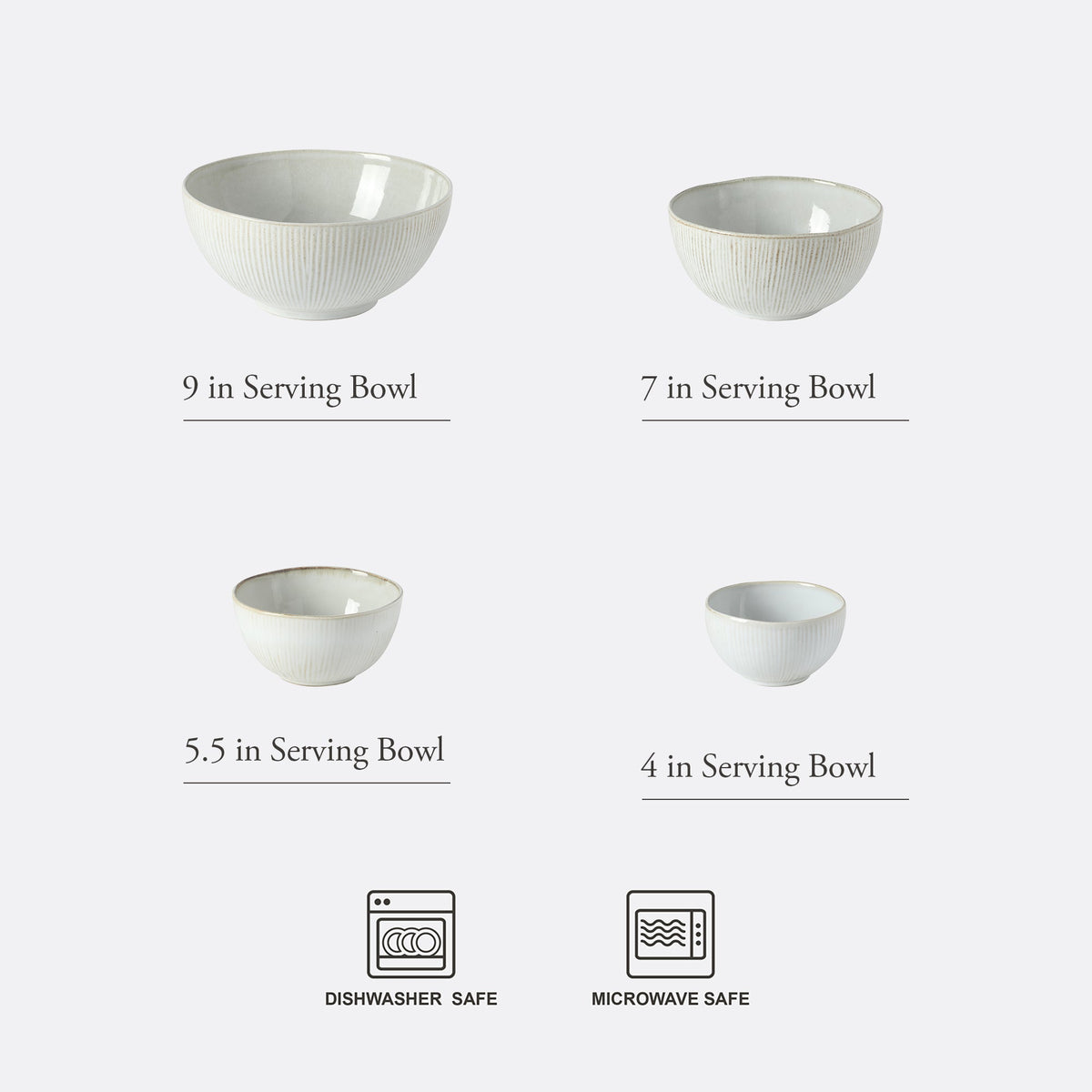 Gibson Elite Sandy Pines 4 Piece Nesting Bowl Set, 4”, 5.5”, 7” & 9” Round Stoneware Bowls, Reactive Glaze Finish, Mixing, Prep & Serving Bowls, Microwave & Dishwasher Safe
