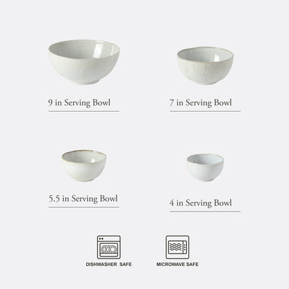 Gibson Elite Sandy Pines 4 Piece Nesting Bowl Set, 4”, 5.5”, 7” & 9” Round Stoneware Bowls, Reactive Glaze Finish, Mixing, Prep & Serving Bowls, Microwave & Dishwasher Safe