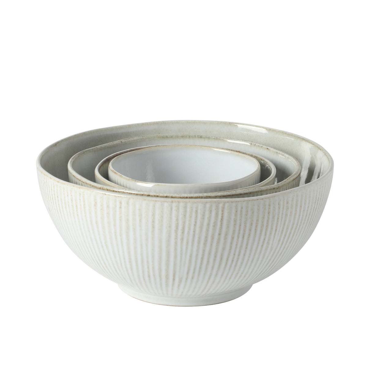 Gibson Elite Sandy Pines 4 Piece Nesting Bowl Set, 4”, 5.5”, 7” & 9” Round Stoneware Bowls, Reactive Glaze Finish, Mixing, Prep & Serving Bowls, Microwave & Dishwasher Safe