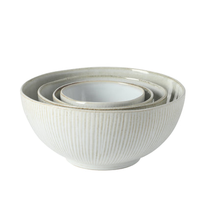 Gibson Elite Sandy Pines 4 Piece Nesting Bowl Set, 4”, 5.5”, 7” & 9” Round Stoneware Bowls, Reactive Glaze Finish, Mixing, Prep & Serving Bowls, Microwave & Dishwasher Safe