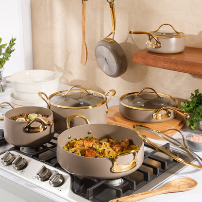 Bloomhouse 15 Piece Pots and Pans Heavy Duty Aluminum Premium PFA Free Ceramic Nonstick Dutch Oven Pot with Lid
