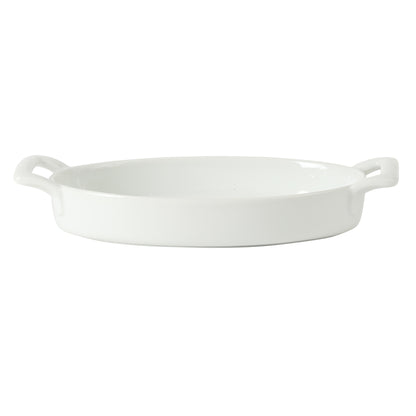 Gibson Home Gracious Dining Oval Au Gratin Baking Dishes, 4-Piece Set – 15 oz Oven Safe Ceramic Small Casserole Dishes with Handles, Microwave & Dishwasher Safe Mini Bakeware, White