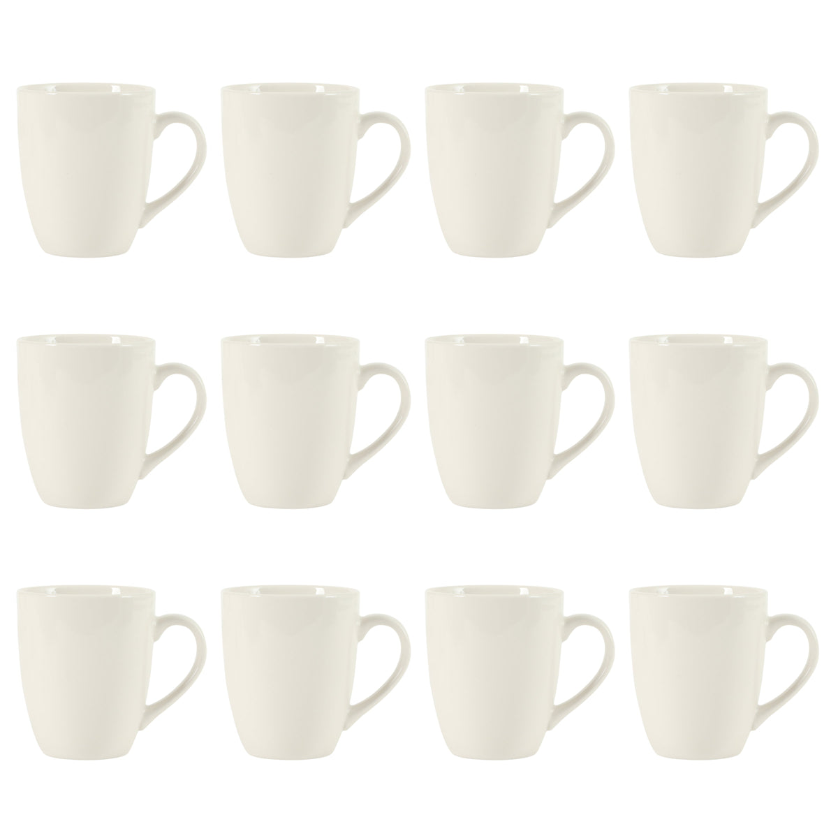 Gibson Home Great Essentials 12 Ounce Porcelain Coffee Mugs - Set of 12 - Cups for Latte, Hot Tea, Cappuccino, Mocha, Espresso, Cocoa