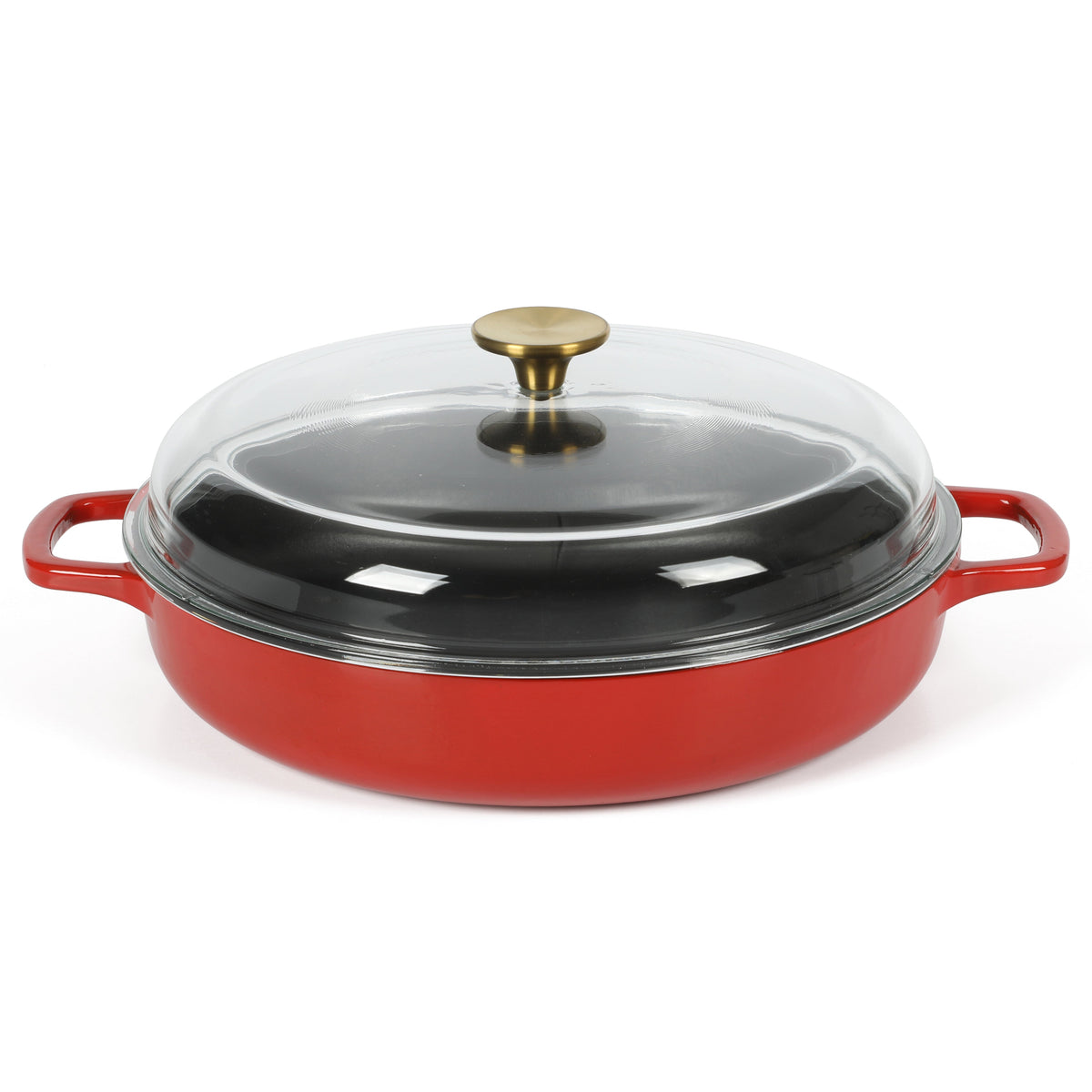 Sur La Table Kitchen Essentials 3.75-Quart Enameled Cast Iron All-In-One Multi-Purpose Non-Toxic Nonstick Braiser Pan w/ Borosilicate Glass Lid